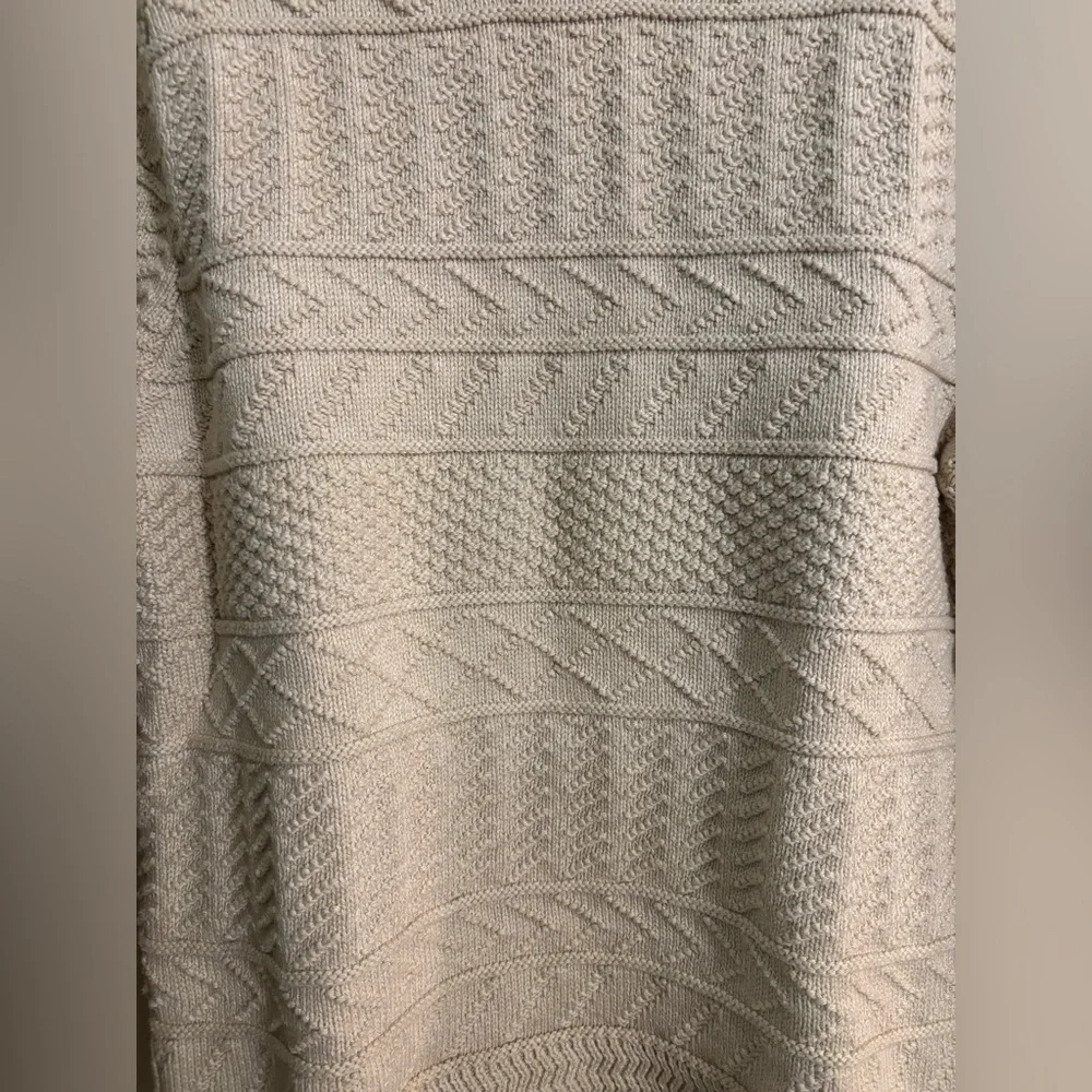 J. Crew Men's Cream Cable & Textured Crewneck Fisherman Guernsey Stitch Sweater